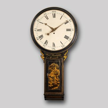  18TH CENTURY ANTIQUE CHINOISERIE TAVERN CLOCK BY SAMUEL THORNDIKE OF IPSWICH