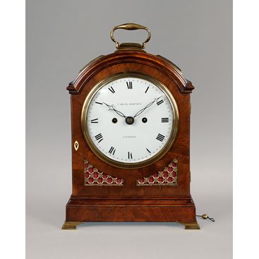ANTIQUE REGENCY MAHOGANY ARCHED-TOP BRACKET CLOCK BY CADE & ROBINSON OF LONDON