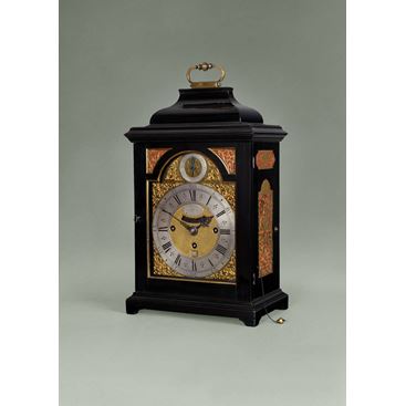 18th Century Antique George II Ebony Bracket Clock by Nicholas Lambert of London
