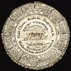 This 19th-century watch paper advertises Richard Webster’s business at 43 Cornhill © The Trustees of the British Museum