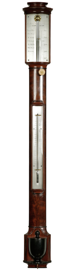 A Fine mahogany bow-fronted stick barometer by Anthony Pastorelli, London. Circa 1830. Raffety Ltd.