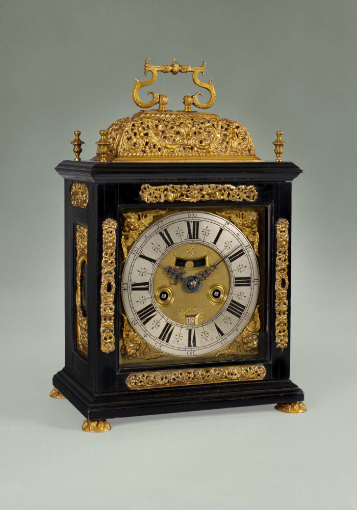 A gilt basket top bracket clock by Charles Gretton, circa 1690-95