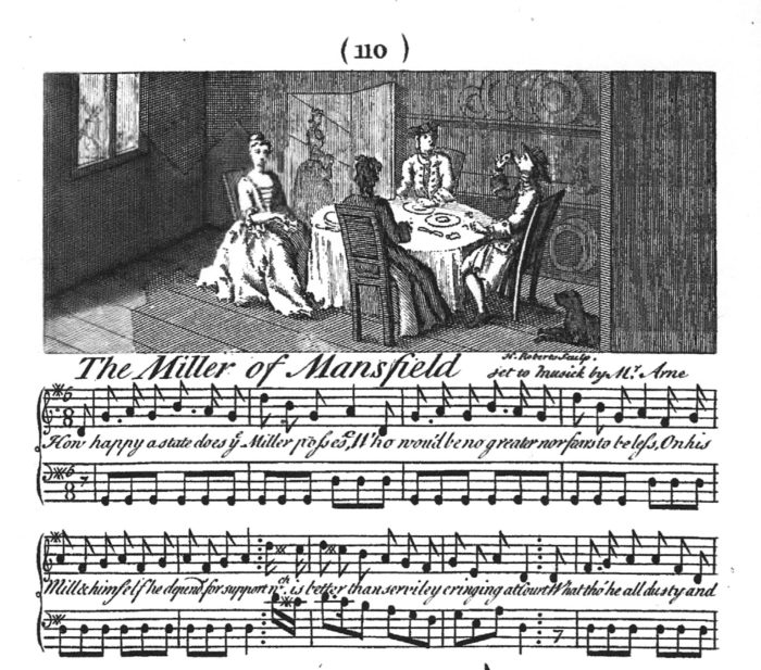 Detail of the Musical Score for the Miller of Mansfield, published in 1739.