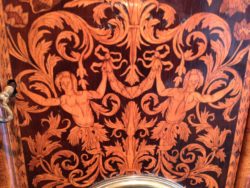 Detail of Queen Anne walnut longcase clock Carolus Cabrier , London. Raffety Ltd.