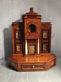 Marquetry Watch Stand in Shape of a Townhouse. Early 19th Century. Raffety Clocks