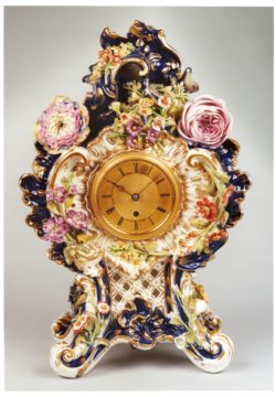Porcelain Mantel Clock, possibly Coalport, by Adam Thomson, circa 1840. Raffety Clocks