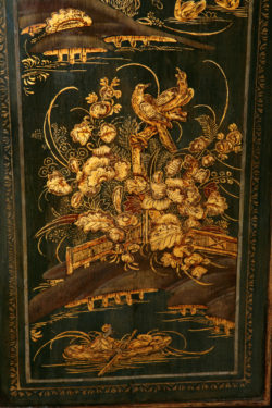 Detail of Ladscape, Birds and Flowers, Monkhouse Longcase Clock. Raffety Ltd