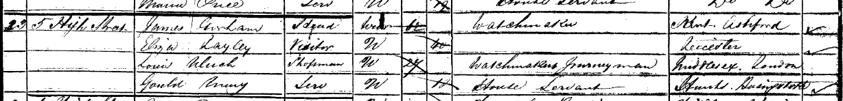 Detail of James Gorham’s household entry in the 1851 Census.