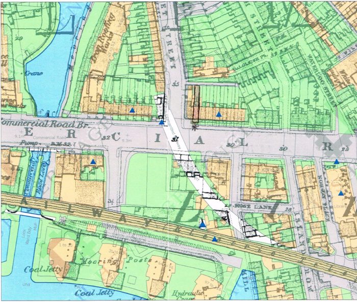 Ordnance Survey map showing 12 Warkworth Terrace and its proximity to the Regent Canal and Limehouse Basin. Copyright HMSO