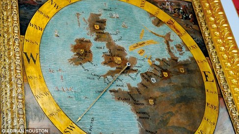 Detail of the Map on the Wind Dial, Kensington Palace
