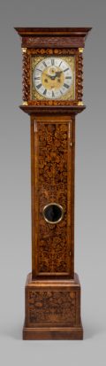 Walnut and marquetry longcase clock signed ‘Carolus Cabrier, Londini Fecit.’ Circa 1690. Raffety Ltd.