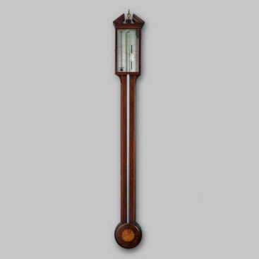 EARLY 19TH CENTURY ANTIQUE GEORGE III MAHOGANY STICK BAROMETER BY CREMONINO