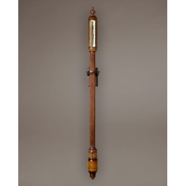 19TH CENTURY ANTIQUE ENGLISH MAHOGANY MARINE BAROMETER SIGNED NIXON