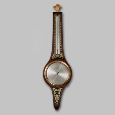 ANTIQUE SCOTTISH REGENCY VERRE ÉGLOMISÉ BAROMETER BY JOHN RUSSELL OF FALKIRK