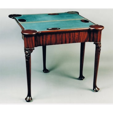 ANTIQUE ENGLISH 18TH CENTURY GEORGE II MAHOGANY TWO TIER CARD TABLE